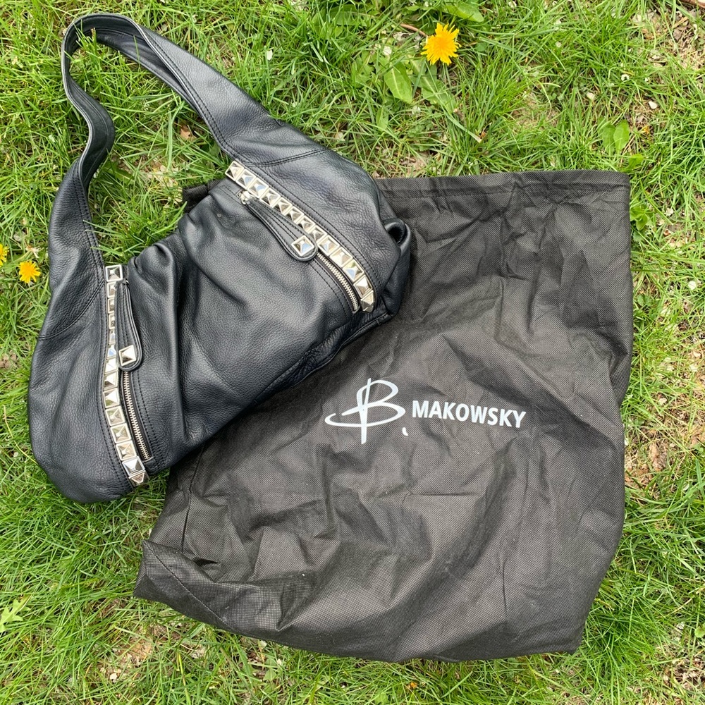 Black leather B. Makowsky designer purse